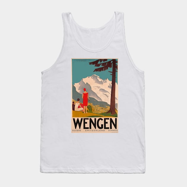 Wengen, Switzerland - Vintage Travel Poster Design Tank Top by Naves